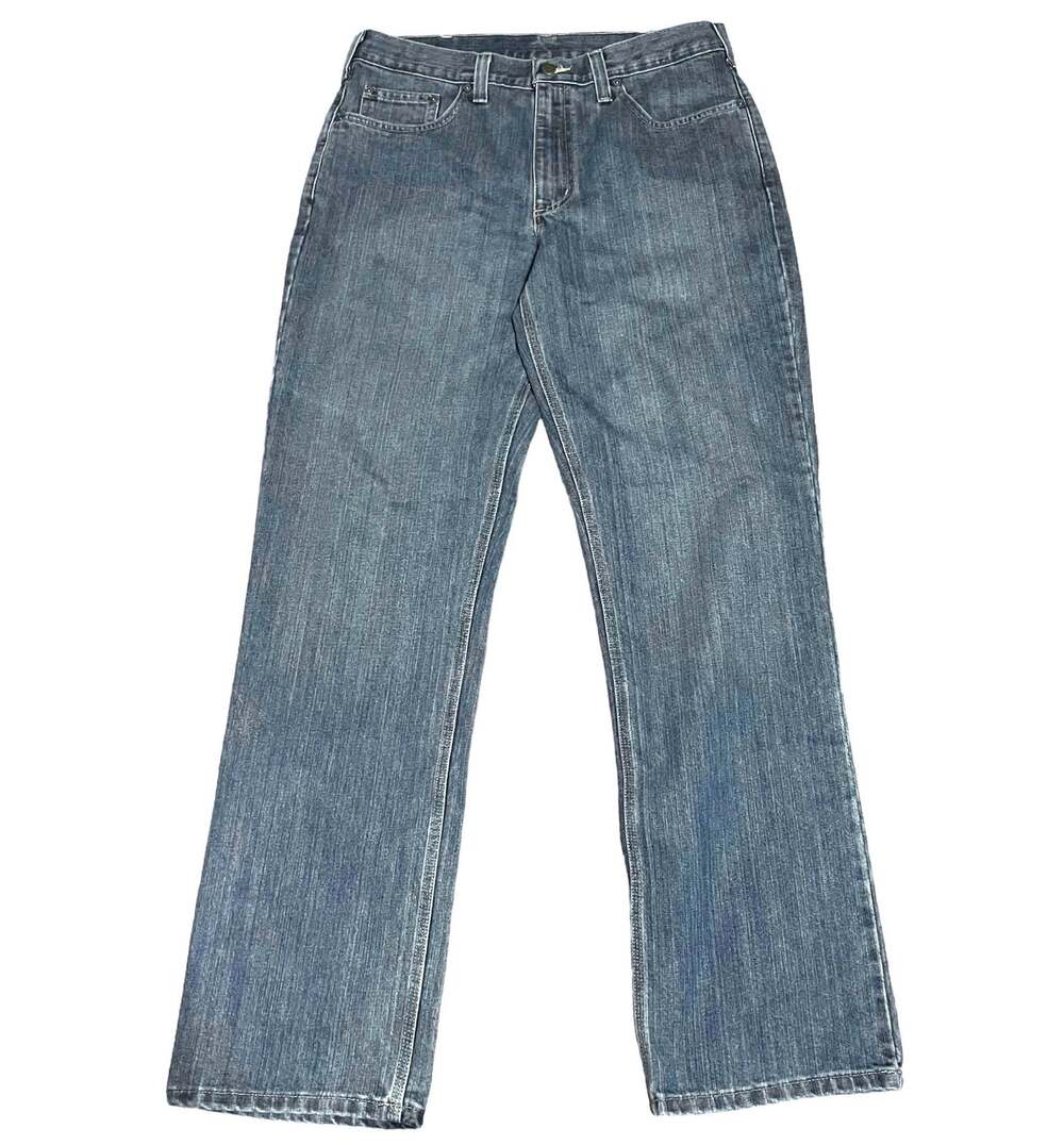 Carhartt Men’s 34X34 Blue Denim Jeans Medium Wash Straight Relaxed Fit Workwear
